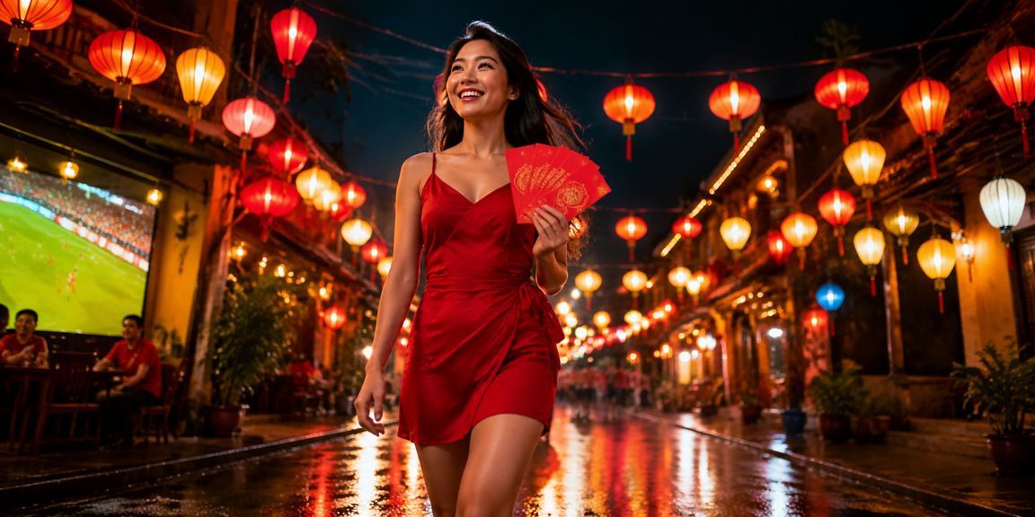 Không khí lễ hội đêm tại Mũi Né với phong bao đỏ và ưu đãi đặc biệt